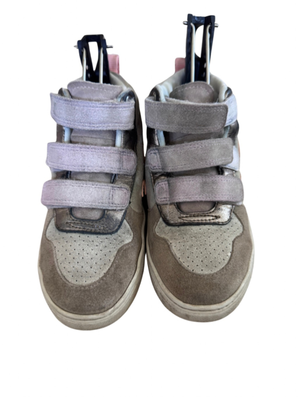 Veja Kids High-Top Sneakers in Beige and Pink